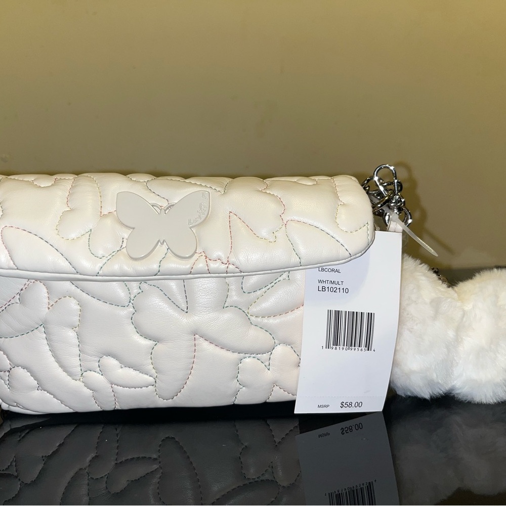 Elegant White Butterfly Embossed Bag